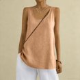 thumbnail image 1 of Women's Cotton Linen Sleeveless Camisole Tank Top With Pocket Light Brown M, 1 of 4
