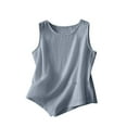 thumbnail image 1 of Women's Cotton Linen Tank Tops Button Down V Neck Sleeveless T Shirt Soft Solid Color Slim Fit Retro Tops, 1 of 7