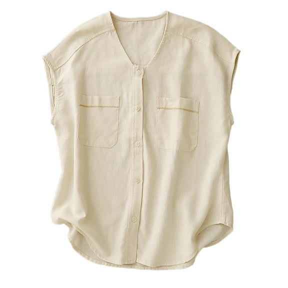 Women's Cotton Linen Vest Casual Formal Business Work Waistcoat Lightweight Summer V-neck Sleeveless Jacket