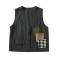 thumbnail image 1 of Women's Cotton Linen Vest Sleeveless V-Neck Button Cotton Waistcoat Vest Casual Outdoor Multi-Pocket Vest, 1 of 5
