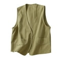 thumbnail image 1 of Women's Cotton Linen Vest Tops Button Down Sleeveless Waistcoat Loose Comfy Trend Casual Cardigan Plain Tank Top Summer Fashion Vests Holiday Going Out Top, 1 of 3