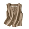 thumbnail image 1 of Women's Cotton Linen Vests V Neck Sleeveless for Spring and Summer, 1 of 5