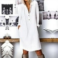thumbnail image 1 of Women's Cotton Long-Sleeved Dress Solid Color Dress Long Dress, 1 of 1