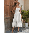 thumbnail image 1 of Women's Cotton Maxi Dress - Breathable Summer Dress With Embroidered Hem, Elastic Waist, And French Romantic Style, 1 of 5
