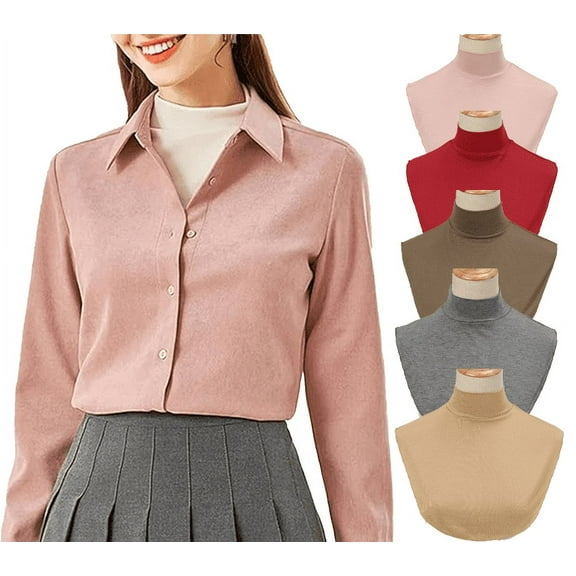 Women's Cotton Mock Turtleneck Dickey Half Top Collar Neck Blouse False Fake Neck