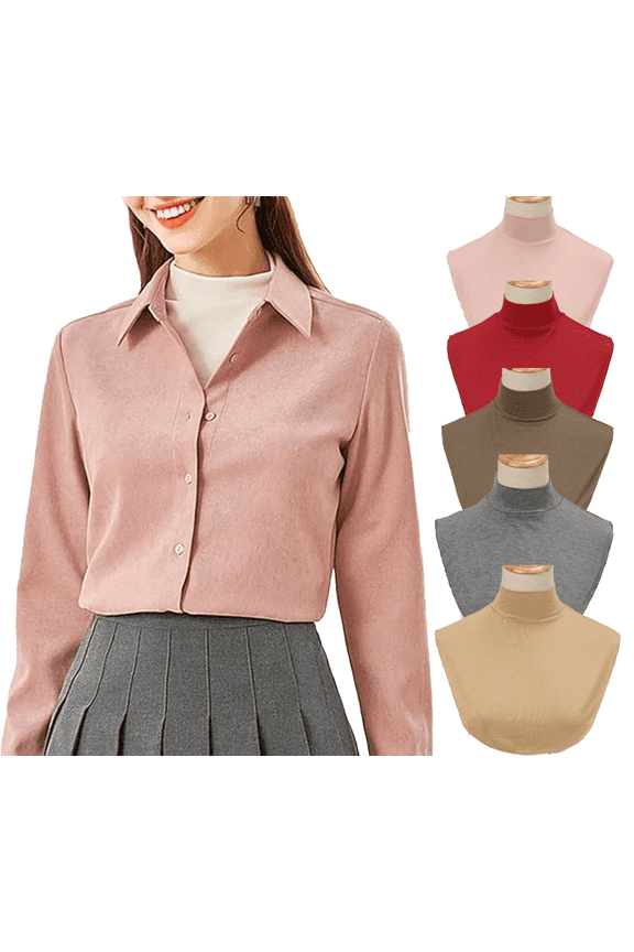 Women's Cotton Mock Turtleneck Dickey Half Top Collar Neck Blouse False Fake Neck