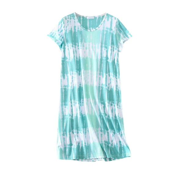 Women's Cotton Nightgown Sleepwear Nightshirts for Women Cotton Short Sleeves Shirt Casual Nightshirts for Women Print Sleepdress Night Shirt Nightgowns for Women Cotton Knit Women's Night Shirts