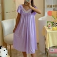 thumbnail image 1 of Women's Cotton Nightgown Sleepwear Short Sleeves Nightshirt Casual Print Sleepdress Loose Comfy Pajama Purple Free Size, 1 of 3