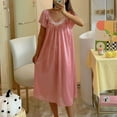 thumbnail image 1 of Women's Cotton Nightgown Sleepwear Short Sleeves Nightshirt Casual Print Sleepdress Loose Comfy Pajama White Free Size, 1 of 3