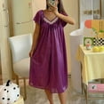 thumbnail image 1 of Women's Cotton Nightgown Sleepwear Short Sleeves Nightshirt Casual Print Sleepdress Loose Comfy Pajama Wine Free Size, 1 of 3