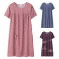 thumbnail image 1 of Women's Cotton Nightgown Sleepwear Short Sleeves Nightshirt Casual Print Sleepdress Loose Comfy Pajama, 1 of 3
