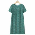 thumbnail image 1 of Women's Cotton Nightgown Sleepwear Short Sleeves Shirt Casual Print Sleepdress Loose Fitting Home Wear Elderly Sleepwear Dress, 1 of 3