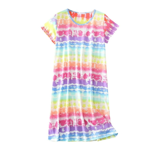 Women's Cotton Nightgown Sleepwear Sleep Shirt Pack Short Sleeves Shirt Casual 100 Cotton Nightgowns for Women Print Sleepdress Petite Nightgown Cotton Night Shirt for Women Womens Nightshirt