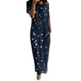 thumbnail image 1 of Women's Cotton Nightgown Women Casual Short Sleeve Star Moon Print One Shoulder Pockets Loose Long Dress, Women Nightgowns & Sleepshirts XXXL, 1 of 5