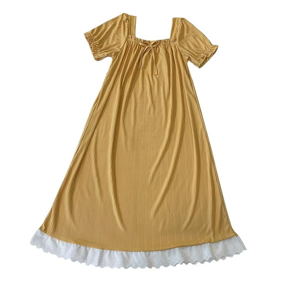 Women's Cotton Nightgown Women Sleep Dress Ladies Gowns Sleepwear, Women Nightgowns & Sleepshirts L