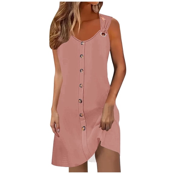 Women's Cotton Nightgowns & Sleepshirts Women's Spring and Summer Vacation Button V-Neck Strap Top Dress Watermelon Red Xxl