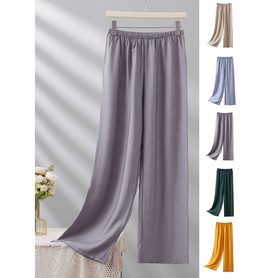 Women's Cotton Pajama Pants Elastic Waist Lounge Sleep Bottoms Casual Lightweight Soft Thin Long Pants