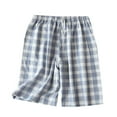 thumbnail image 1 of Women's Cotton Pajama Shorts Plaid Print Elastic Waist Casual Lounge Shorts Comfortable Sleepwear Shorts (3XL, Blue), 1 of 7