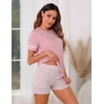 thumbnail image 1 of Women's Cotton Pajamas Set Round Neck Short Sleeve and Shorts Pajama Set for Women 2 Pieces Summer Short Sleepwear Sets Soft Loungewear Set for Women, S-XXL, 1 of 12