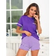 thumbnail image 1 of Women's Cotton Pajamas Set Round Neck Short Sleeve and Shorts Pajama Set for Women 2 Pieces Summer Short Sleepwear Sets Soft Loungewear Set for Women, S-XXL, 1 of 12