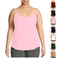 thumbnail image 1 of Women's Cotton Plus Size Adjustable Spaghetti Strap Camisoles Scoop Neck Soft Casual Year-Round Undershirts (1X-5X), #03 Pink XL, 1 of 6