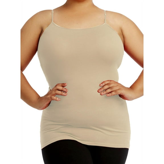 Women's Cotton Plus Size Camisole Tank Top - Beige - X-Large