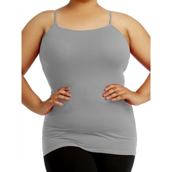 Women's Cotton Plus Size Camisole Tank Top - Heather Grey - 2X-Large