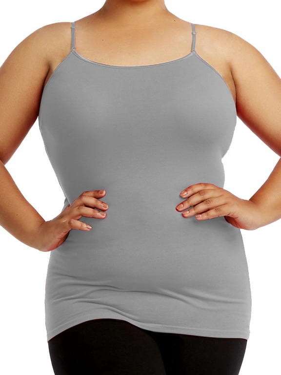 Women's Cotton Plus Size Camisole Tank Top - Heather Grey - X-Large