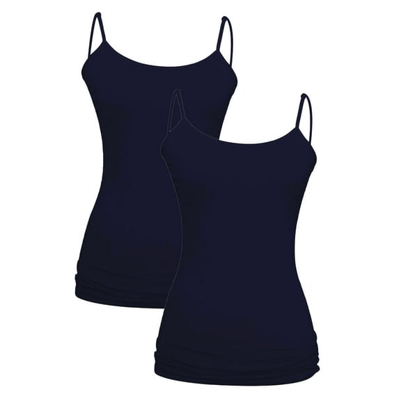 Women's Cotton Plus Size Camisole Tank Top, Navy 2 Pack X-Large