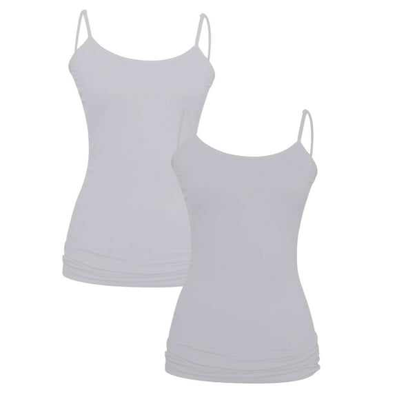 Women's Cotton Plus Size Camisole Tank Top, White 2 Pack XL