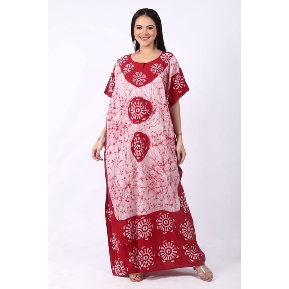 Women’s Cotton Printed Kaftan Dress | Loose Fit Maxi Kaftan for Beach, Resort, Lounge & Casual Wear | Soft Breathable Fabric