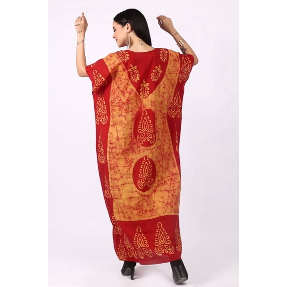 Women’s Cotton Printed Kaftan Dress | Loose Fit Maxi Kaftan for Beach, Resort, Lounge & Casual Wear | Soft Breathable Fabric