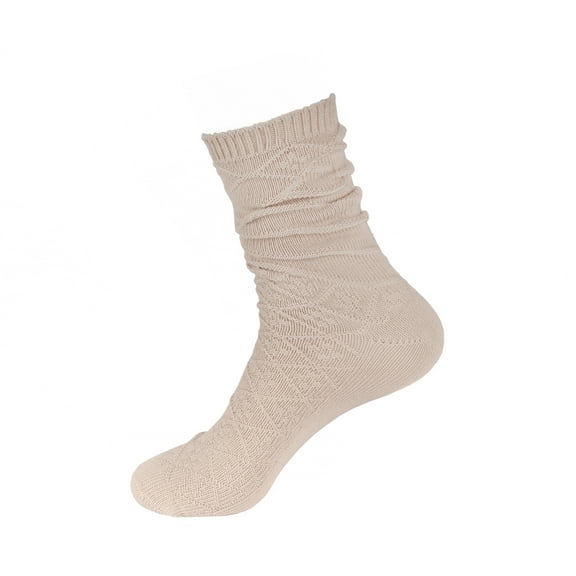 Women's Cotton Pure Color Comfy Warm Boot Crew Socks for Business Office or Everyday Casual Wear, 1 Pair Beige Color