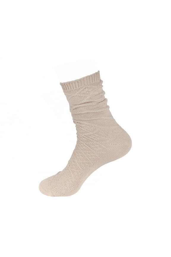 Women's Cotton Pure Color Comfy Warm Boot Crew Socks for Business Office or Everyday Casual Wear, 1 Pair Beige Color