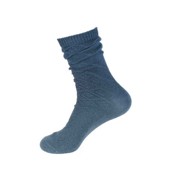 Women's Cotton Pure Color Comfy Warm Boot Crew Socks for Business Office or Everyday Casual Wear, 1 Pair Blue Color
