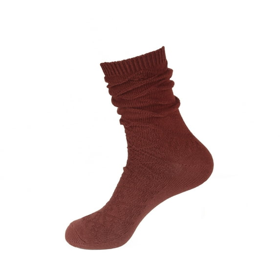Women's Cotton Pure Color Comfy Warm Boot Crew Socks for Business Office or Everyday Casual Wear, 1 Pair Red Wine Color