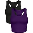 thumbnail image 1 of Women's Cotton Racer Back Tank Tops Cropped Athletic Cami Tanks With Shelf Bra, 2-Packs, 1 of 6