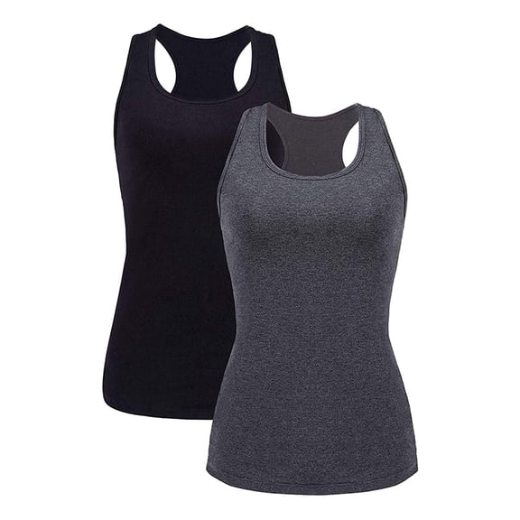 Women's Cotton Racerback Camis Tank Tops Undershirt, 2 Pack