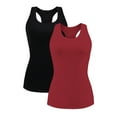 thumbnail image 1 of Women's Cotton Racerback Camis Tank Tops with Shelf Bra Undershirt, 2 Pack, 1 of 5
