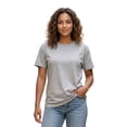 thumbnail image 1 of Women's Cotton Relaxed Casual Short Sleeve Basic Tees T-Shirt , Heather Grey , Small, 1 of 6