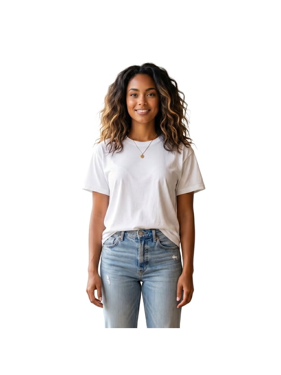 Women's Cotton Relaxed Casual Short Sleeve Basic Tees T-Shirt , White , Large