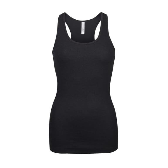 Women's Cotton Ribbed Knit Racerback Tank Top, Black, S, 1 Piece