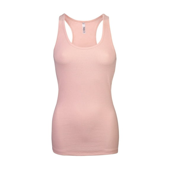 Women's Cotton Ribbed Knit Racerback Tank Top, Blush, L, 1 Piece