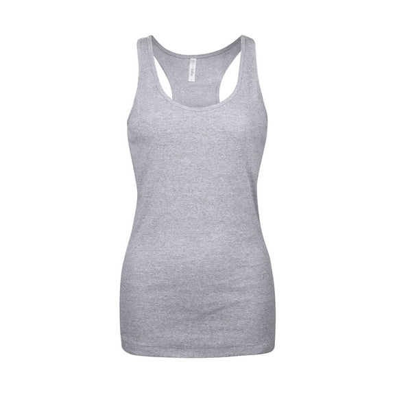 Women's Cotton Ribbed Knit Racerback Tank Top, Heather Grey, L, 1 Piece