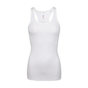 Women's Cotton Ribbed Knit Racerback Tank Top, White, L, 1 Piece
