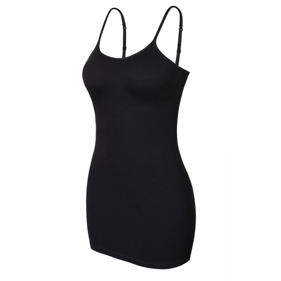 Women's Cotton Round Neck Long Camisoles With Adjustable Straps Tank Tops