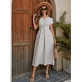thumbnail image 1 of Women's Cotton Shirt Dress - Breathable X-Line Midi Dress With Knotted Waist Detail For A Flattering Fit, 1 of 4