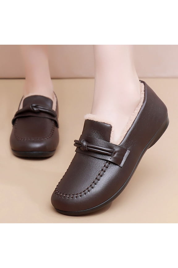 Women's Cotton Shoes With Thick Velvet And Small Leather Shoes One Foot Cotton Boots Warm Boots For Middle And Elderly People Versatile Women's Short Boots