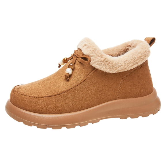 Women's Cotton Shoes With Thick Velvet Winter Shoes Shallow Mouth One Foot Boots Versatile Shoes Warm Mom Shoes