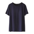 thumbnail image 1 of Women's Cotton Short Sleeve Crewneck Pajama Fashion Women's Solid Color with Chest Pad No Steel Rings Bottom Underwear Short Sleeve Pajama Navy L, 1 of 5
